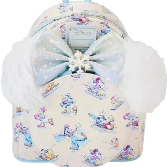 Loungefly Handbags - Loungefly Mickey Mouse and Friends Winter Wonderland Mini Backpack and Ears Head